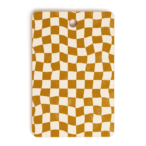 Avenie Warped Checkerboard Gold Cutting Board Rectangle