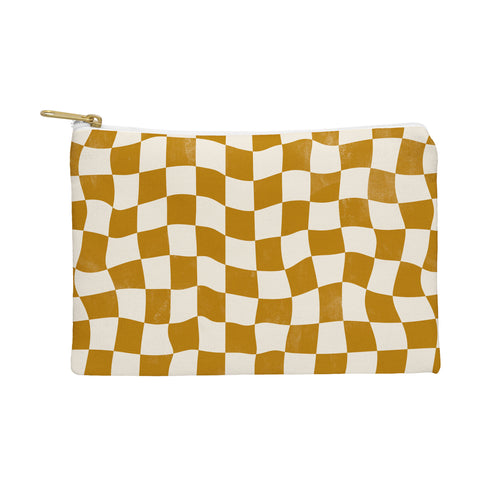 Avenie Warped Checkerboard Gold Pouch