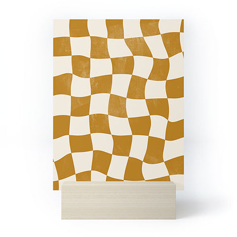 Avenie Warped Checkerboard Gold Mini Art Print