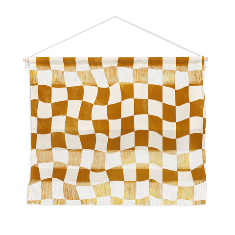 Avenie Warped Checkerboard Gold Wall Hanging Landscape