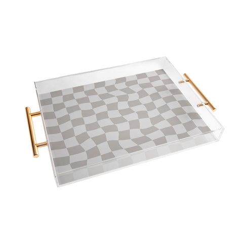 Avenie Warped Checkerboard Grey Acrylic Tray