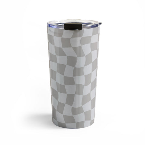Avenie Warped Checkerboard Grey Travel Mug