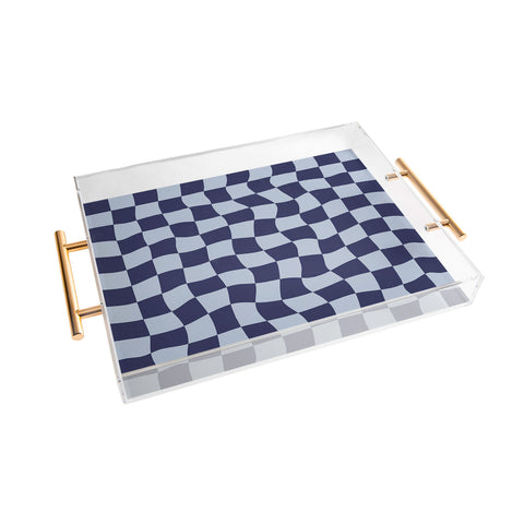 Avenie Warped Checkerboard Navy Acrylic Tray