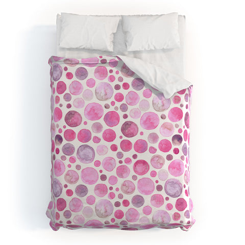 Avenie Watercolor Bubbles Pink Duvet Cover
