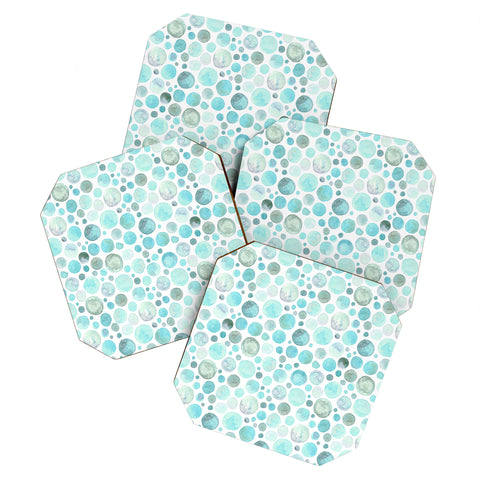 Avenie Watercolor Bubbles Turquoise Coaster Set