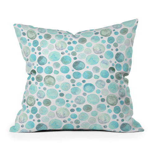 Avenie Watercolor Bubbles Turquoise Outdoor Throw Pillow