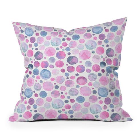 Avenie Watercolor Bubbles Violet Outdoor Throw Pillow