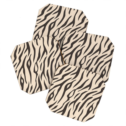 Avenie White Tiger Stripes Coaster Set