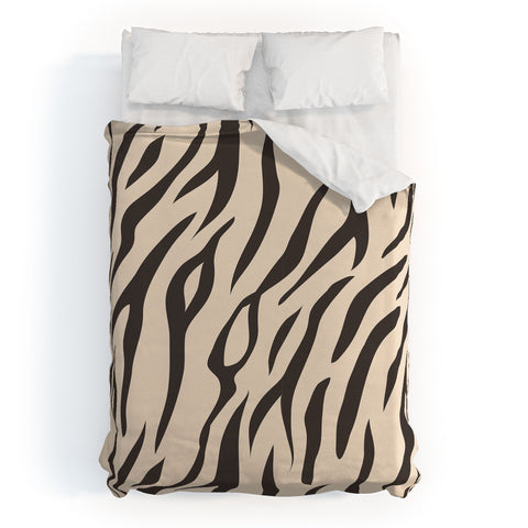 Avenie White Tiger Stripes Duvet Cover