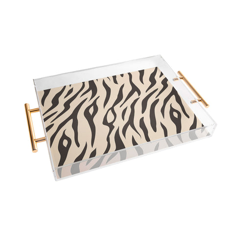 Avenie White Tiger Stripes Acrylic Tray