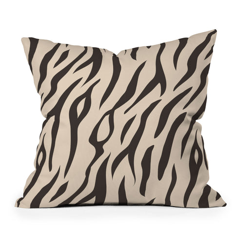 Avenie White Tiger Stripes Outdoor Throw Pillow