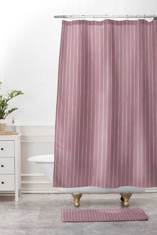 Avenie Winter Botanica Stripes Shower Curtain And Mat