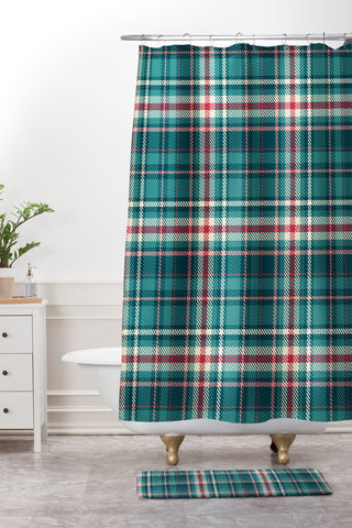 Avenie Winter Plaid I Shower Curtain And Mat
