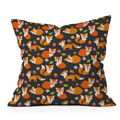 Avenie Woodland Fox Pattern Outdoor Throw Pillow