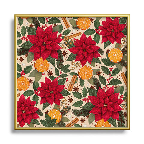 Avenie Yuletide Bright Square Metal Framed Art Print