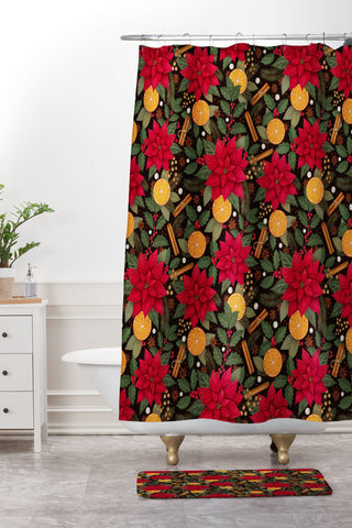 Avenie Yuletide Shower Curtain And Mat