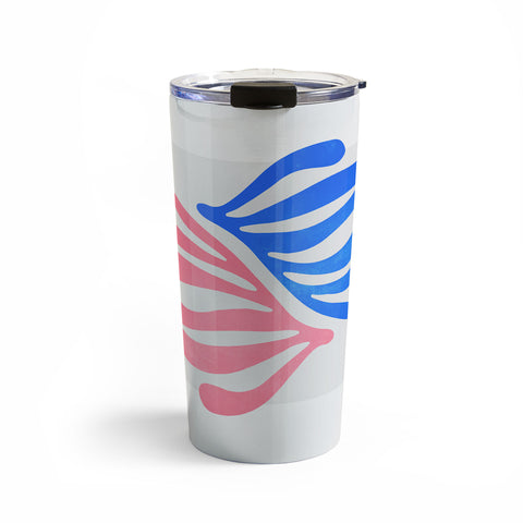 ayeyokp Blue Pink Leaves Matisse Travel Mug