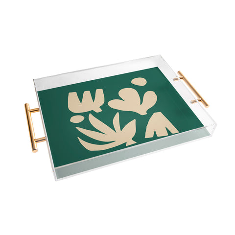 ayeyokp Bottle Green Collage Paper Cut Acrylic Tray