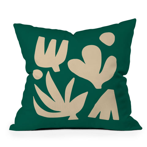 ayeyokp Bottle Green Collage Paper Cut Outdoor Throw Pillow