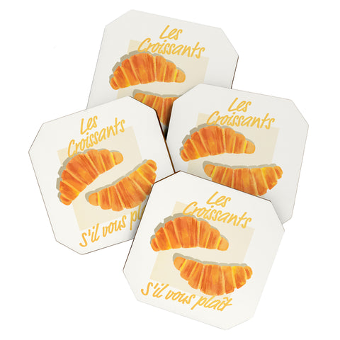 ayeyokp Croissants Vintage Retro Coaster Set