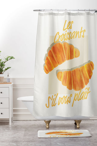 ayeyokp Croissants Vintage Retro Shower Curtain And Mat
