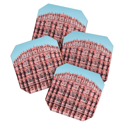 ayeyokp Hawa Mahal Pink Palace Coaster Set