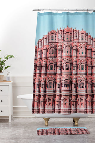 ayeyokp Hawa Mahal Pink Palace Shower Curtain And Mat