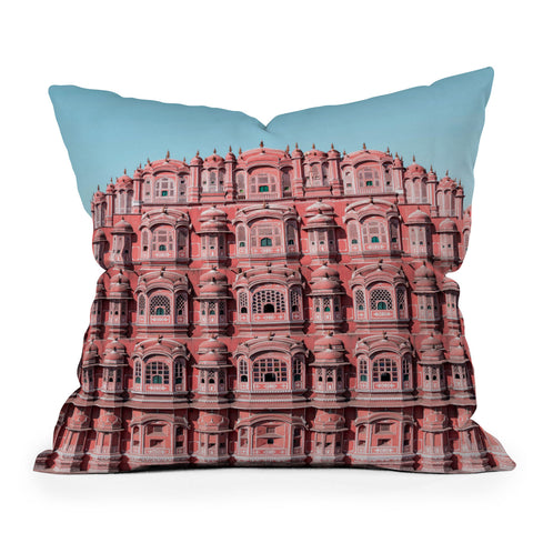 ayeyokp Hawa Mahal Pink Palace Throw Pillow