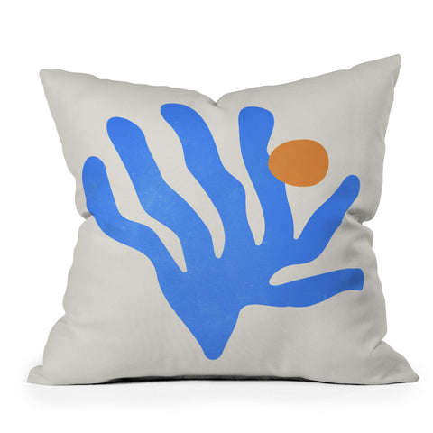 ayeyokp Jazz Blue Leaf Matisse Series Outdoor Throw Pillow
