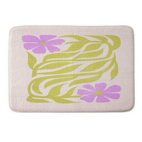 ayeyokp Lilac Lime Les Fleurs Flower Memory Foam Bath Mat