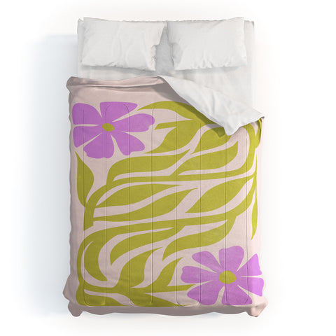 ayeyokp Lilac Lime Les Fleurs Flower Comforter