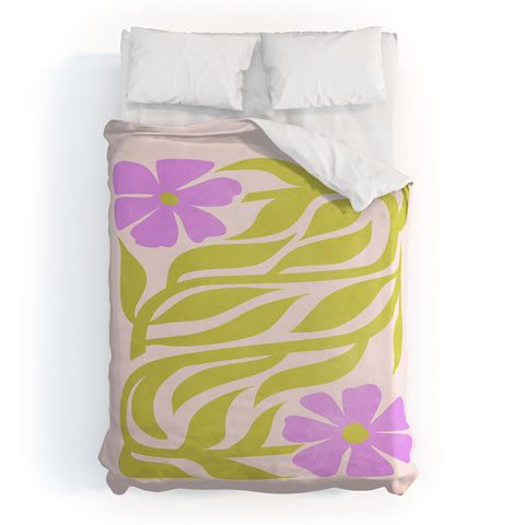 ayeyokp Lilac Lime Les Fleurs Flower Duvet Cover