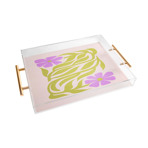 ayeyokp Lilac Lime Les Fleurs Flower Acrylic Tray