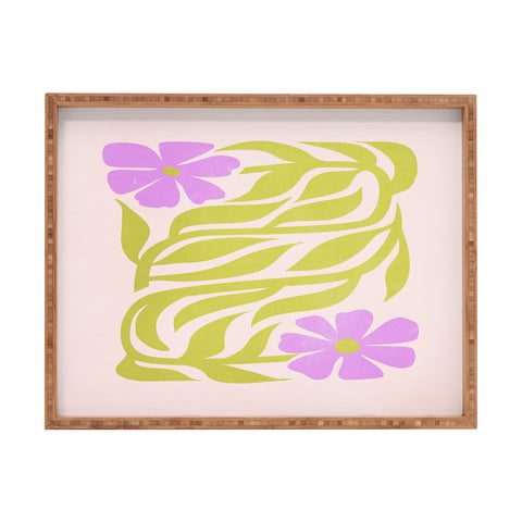 ayeyokp Lilac Lime Les Fleurs Flower Rectangular Tray