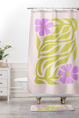 ayeyokp Lilac Lime Les Fleurs Flower Shower Curtain And Mat