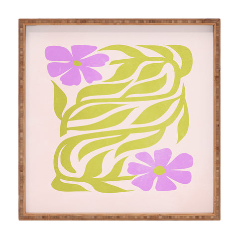 ayeyokp Lilac Lime Les Fleurs Flower Square Tray