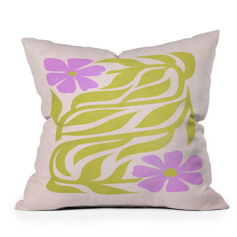 ayeyokp Lilac Lime Les Fleurs Flower Outdoor Throw Pillow