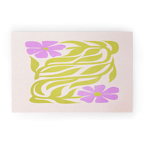 ayeyokp Lilac Lime Les Fleurs Flower Welcome Mat
