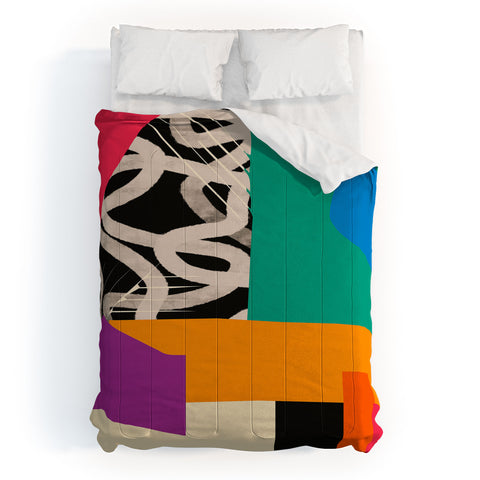 ayeyokp Mid Century Collage PATTERN 0 Comforter