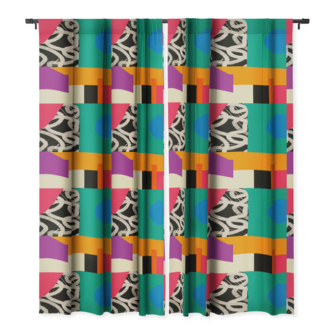 ayeyokp Mid Century Collage PATTERN 0 Blackout Window Curtain
