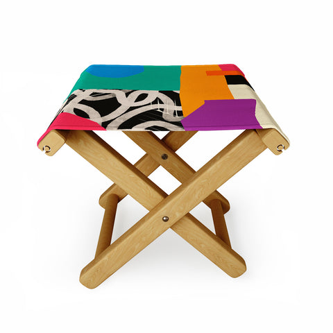 ayeyokp Mid Century Collage PATTERN 0 Folding Stool