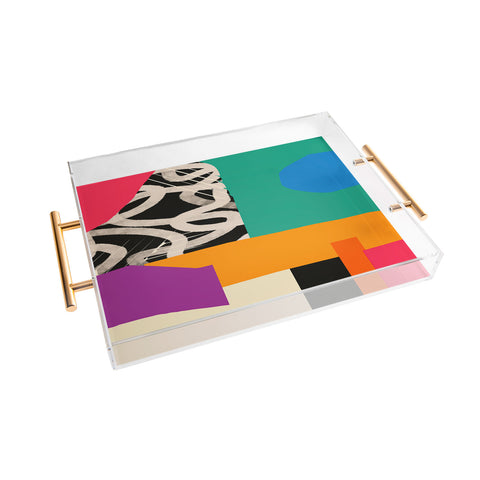 ayeyokp Mid Century Collage PATTERN 0 Acrylic Tray