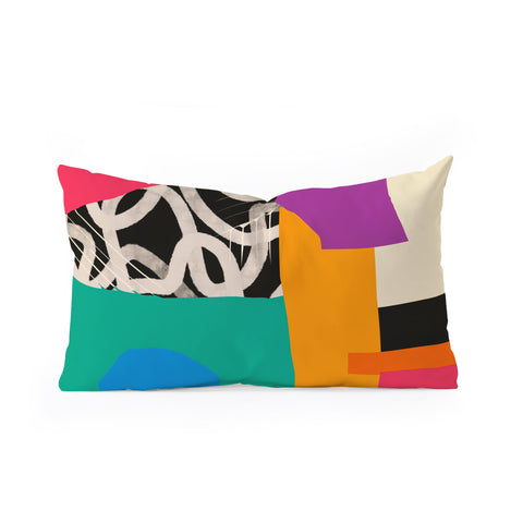 ayeyokp Mid Century Collage PATTERN 0 Oblong Throw Pillow