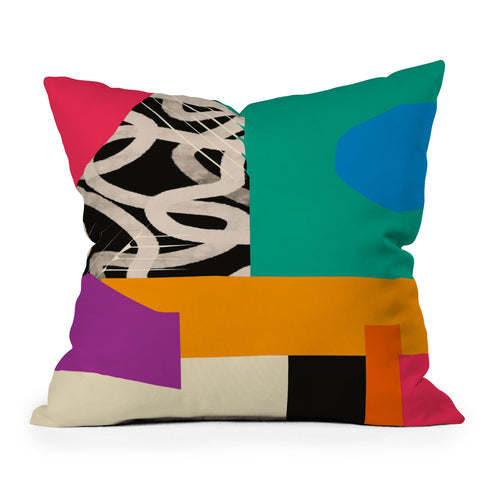 ayeyokp Mid Century Collage PATTERN 0 Throw Pillow