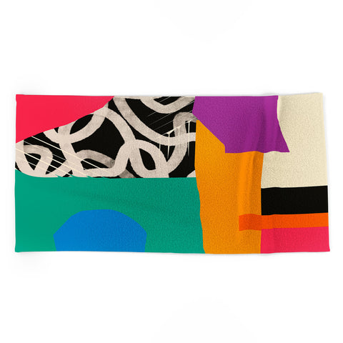 ayeyokp Mid Century Collage PATTERN 0 Beach Towel