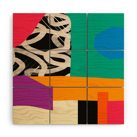 ayeyokp Mid Century Collage PATTERN 0 Wood Wall Mural