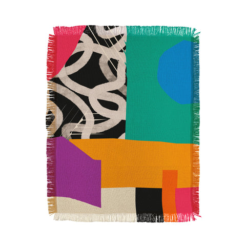 ayeyokp Mid Century Collage PATTERN 0 Throw Blanket