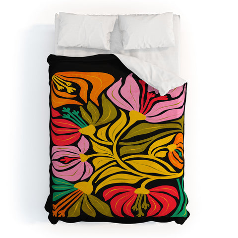 ayeyokp Night Flowers Fleurs de Nuit Duvet Cover