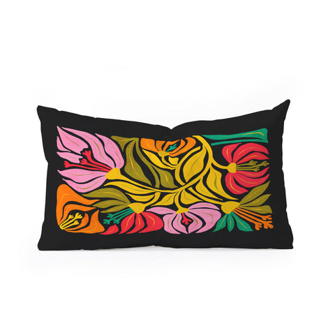 ayeyokp Night Flowers Fleurs de Nuit Oblong Throw Pillow