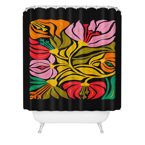 ayeyokp Night Flowers Fleurs de Nuit Shower Curtain